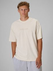4F Regular Size: T-shirt loose z nadrukiem 4F | Tomasz Fornal - kremowy L. Białe t-shirty męskie 4F, l, z aplikacjami, z bawełny, bez kołnierzyka, bez ramiączek. Za 99.99 zł.