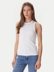 DKNY Top DJ5T1694 Biały Slim Fit. Białe topy damskie DKNY, xl, bez wzorów, z bawełny, bez kołnierzyka, bez ramiączek. Za 259.99 zł.