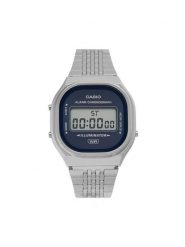 Casio Zegarek Vintage A140WE-2AEF Srebrny. Szare, cyfrowe zegarki męskie Casio, bez wzorów, srebrne. Za 379.99 zł.