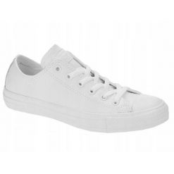 Buty trampki na co dzień męskie CONVERSE skóra. Białe trampki męskie Converse, bez wzorów, ze skóry, bez zapięcia. Za 328.00 zł.