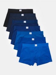 Bokserki 7 pack - granatowy. Niebieskie bokserki męskie Sinsay, bez wzorów. Za 59.99 zł.