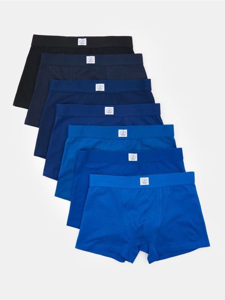Bokserki classic 7 pack - granatowy. Niebieskie bokserki męskie Sinsay, bez wzorów. Za 59.99 zł.