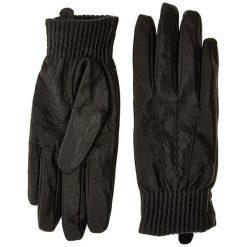 DAMSKIE RĘKAWICZKI LEE LEATHER GLOVES BLACK LD135901. Czarne rękawiczki damskie Lee, bez wzorów, ze skóry. W wyprzedaży za 49.99 zł.