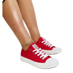 Czerwone damskie trampki Cross Jeans. Czerwone trampki i tenisówki damskie bez wzorów, z jeansu, bez zapięcia. Za 124.54 zł.