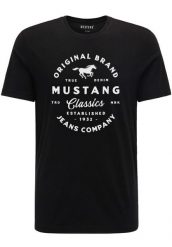 MUSTANG ALEX C PRINT MĘSKI T-SHIRT KOSZULKA LOGO TEE BLACK 1015052 4142. Czarne t-shirty męskie Mustang, m, bez wzorów, bez kołnierzyka, bez ramiączek. Za 69.99 zł.