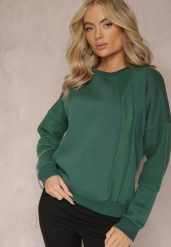 Zielona Bawełniana Bluza z Łańcuszkiem Eleutia. Zielone bluzy damskie Renee, bez wzorów, z bawełny, casualowe, bez ramiączek, bez kaptura. Za 79.99 zł.