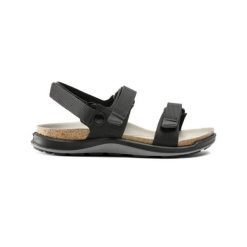 Sandały damskie Birkenstock Kalahari. Czarne sandały damskie Birkenstock, bez wzorów, z materiału, bez obcasa, bez zapięcia. Za 527.00 zł.