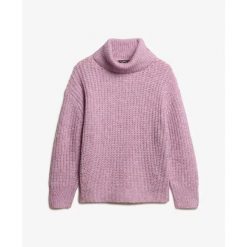 Sweter z dzianiny prążkowanej z szerokim dekoltem dla kobiet Superdry. Szare swetry nierozpinane damskie Superdry, l, bez wzorów, z dzianiny, eleganckie, bez kołnierzyka, bez ramiączek. Za 318.55 zł.
