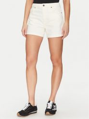 Guess Jeans Szorty materiałowe W5GD0S D5M62 Biały Regular Fit. Białe szorty damskie Guess Jeans, z aplikacjami, z bawełny. Za 149.00 zł.