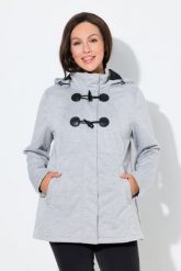 Damskie Kurtka softshellowa HYPRAR hydrofobowa guziki-kołki. Szare kurtki sportowe damskie Ulla Popken, plus size, bez wzorów, z materiału, bez ramiączek, z kapturem, trekkingowe. Za 479.99 zł.