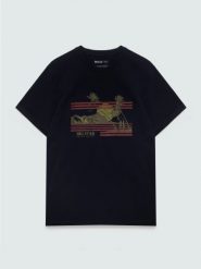 Koszulka męska z nadrukiem granatowa Regger 403. Niebieskie t-shirty męskie BIG STAR, l, bez wzorów, z bawełny, bez kołnierzyka, bez ramiączek. Za 79.99 zł.