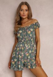 Zielony Kombinezon z Wiskozy Rumi. Zielone sukienki damskie Renee, m, bez wzorów, z wiskozy, bez kołnierzyka, bez ramiączek, mini. Za 44.99 zł.