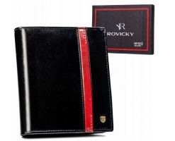 Portfel skórzany Rovicky 22316-RVTP czarny. Czarne portfele męskie ROVICKY, bez wzorów, ze skóry. Za 109.99 zł.
