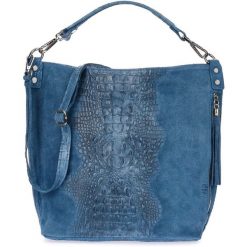 Shopperka skórzana BELTIMORE W10 jeansowa. Shopperki damskie bez wzorów, z jeansu, bez dodatków. Za 241.99 zł.