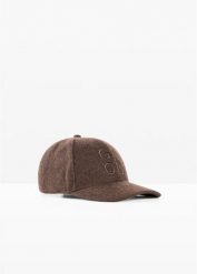 Czapka z daszkiem w optyce wełny. Szare czapki damskie bonprix, bez wzorów, z wełny. Za 64.99 zł.