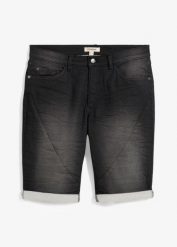 Dresowe bermudy dżinsowe, krój relaxed fit. Czarne jeansy męskie bonprix, z dresówki. Za 122.99 zł.