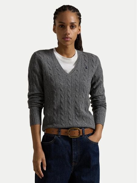 Polo Ralph Lauren Sweter 211910422013 Szary Regular Fit. Szare swetry nierozpinane damskie Polo Ralph Lauren, xs, bez wzorów, z wełny, bez kołnierzyka, bez ramiączek. Za 559.99 zł.