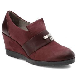 Bordowe Półbuty Lemar Wygodne Buty Na Koturnie. Czerwone półbuty damskie Lemar, bez wzorów, z nubiku, biznesowe, bez obcasa, na koturnie, bez zapięcia. Za 189.00 zł.