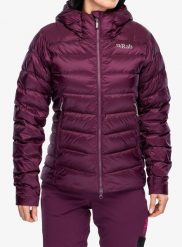 Kurtka puchowa damska Rab Electron Pro Hoody. Fioletowe kurtki sportowe damskie RAB, m, bez wzorów, z materiału, bez ramiączek, bez kaptura, trekkingowe. Za 1,132.99 zł.