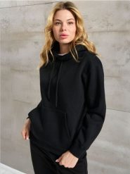 Bluza z kapturem - czarny. Czarne bluzy damskie Sinsay, l, bez wzorów, bez ramiączek, z kapturem. Za 35.99 zł.