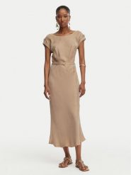 Guess Sukienka codzienna W6GK50 W1950 Beżowy ciemny Regular Fit. Brązowe sukienki damskie Guess, na co dzień, xxl, z aplikacjami, z wiskozy, bez kołnierzyka, bez ramiączek, proste. Za 694.99 zł.