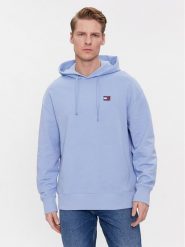 Tommy Jeans Bluza DM0DM16369 Niebieski Relaxed Fit. Niebieskie bluzy męskie Tommy Jeans, m, bez wzorów, z bawełny, bez ramiączek, bez kaptura. W wyprzedaży za 189.99 zł.