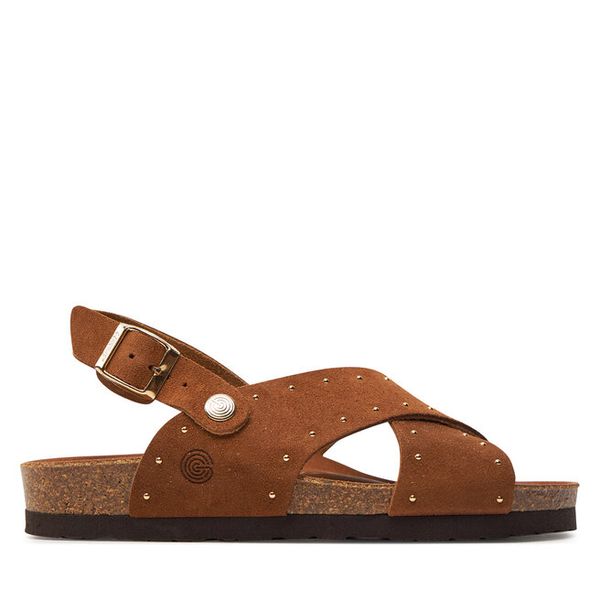 Sandały Genuins. Brązowe sandały damskie Genuins, bez wzorów, bez obcasa, na płaskiej podeszwie, bez zapięcia. Za 339.99 zł.