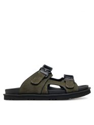 Guess Klapki FMJBAH FAB03 Zielony. Zielone klapki męskie Guess, z aplikacjami, ze skóry, bez zapięcia. Za 249.99 zł.