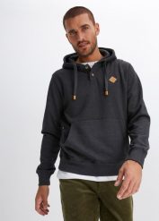 Bluza z kapturem, miękka w środku. Czarne bluzy męskie bonprix, l, bez wzorów, bez ramiączek, z kapturem. Za 119.99 zł.