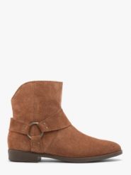 Rude botki kowbojki biker boots. Brązowe botki damskie Ryłko, bez wzorów, ze skóry, klasyczne, z okrągłym noskiem, za kostkę, bez obcasa, na płaskiej podeszwie, bez zapięcia. Za 429.99 zł.