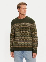 Wrangler Sweter Fairisle 112357294 Zielony Relaxed Fit. Zielone swetry męskie Wrangler, m, bez wzorów, z syntetyku, bez kołnierzyka, bez ramiączek. Za 209.99 zł.