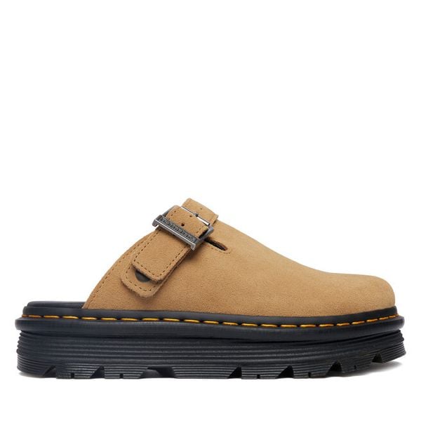 Klapki Dr. Martens. Brązowe klapki damskie Dr. Martens, bez wzorów, bez obcasa, bez zapięcia. Za 543.99 zł.