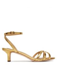 LAUREN RALPH LAUREN Sandały Kendyl 802P10398001 Złoty. Żółte sandały damskie Lauren Ralph Lauren, bez wzorów, ze skóry, bez obcasa, na płaskiej podeszwie, bez zapięcia. Za 729.99 zł.