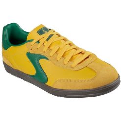 Buty sportowe męskie Skechers Hotshot Roaver. Żółte buty sportowe męskie Skechers, bez wzorów, ze skóry ekologicznej, bez zapięcia. Za 259.99 zł.