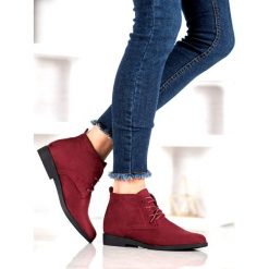 Goodin Wygodne Zamszowe Botki czerwone. Czerwone botki damskie GOODIN, bez wzorów, ze skóry ekologicznej, bez obcasa, bez zapięcia. Za 89.00 zł.