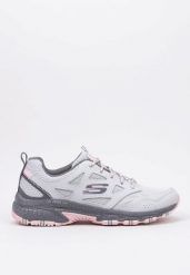 Buty trekkingowe damskie, Skechers Hillcrest - Pure Escapade. Szare obuwie trekkingowe damskie Skechers, z materiału, przed kostkę, bez zapięcia. Za 339.99 zł.