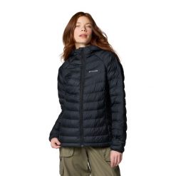 Kurtka puchowa damska Columbia Powder Lite II Hooded. Czarne kurtki sportowe damskie Columbia, xs, bez wzorów, z puchu, bez ramiączek, bez kaptura. Za 479.99 zł.