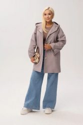 Przejściowy płaszcz damski Arlene o trapezowym kroju z kapturem w kolorze capuccino/taupe PLUS SIZE XXL OVERSIZE WIOSNA. Brązowe płaszcze damskie Moda Size Plus Iwanek, na jesień, l, bez wzorów, z jeansu, biznesowe, bez kołnierzyka, z kapturem. Za 389.90 zł.