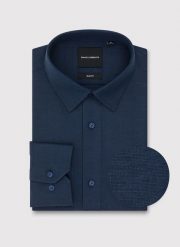 PAKO LORENTE - Granatowa koszula męska melanż. Koszule męskie Pako Lorente, na jesień, m, bez wzorów, z bawełny, bez kołnierzyka, bez ramiączek. Za 299.99 zł.