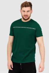 ARMANI EXCHANGE Zielony t-shirt męski z paskiem z logo. Zielone t-shirty męskie Armani Exchange, l, bez wzorów, prążkowane, bez kołnierzyka, bez ramiączek. W wyprzedaży za 159.99 zł.