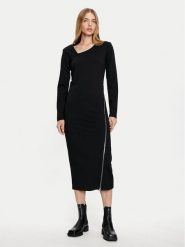 Karen by Simonsen Sukienka codzienna Rebecca 10105100 Czarny Slim Fit. Czarne sukienki damskie Karen by Simonsen, na co dzień, s, bez wzorów, z syntetyku, bez kołnierzyka, bez ramiączek, proste. Za 299.99 zł.