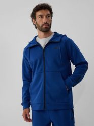 4F Bluza dresowa regular z kapturem męska - granatowa XXL. Niebieskie bluzy męskie 4F, m, bez wzorów, z dresówki, klasyczne, bez ramiączek, z kapturem. Za 199.99 zł.