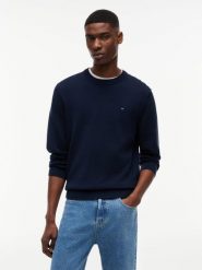 Tommy Jeans sweter z dzianiny Mężczyźni Bawełna (100%) niebieski, L. Niebieskie swetry męskie Tommy Jeans, l, bez wzorów, z bawełny, bez kołnierzyka, bez ramiączek. Za 369.95 zł.