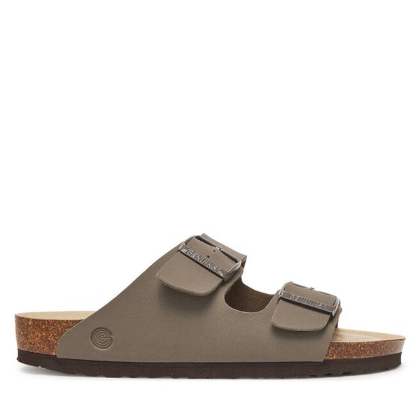 Klapki Genuins. Brązowe klapki damskie Genuins, bez wzorów, bez obcasa, bez zapięcia. Za 299.99 zł.