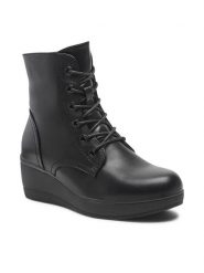 Clara Barson Trzewiki WS122-04 Czarny. Czarne botki damskie Clara Barson, bez wzorów, ze skóry, bez obcasa, na koturnie, bez zapięcia. Za 109.99 zł.