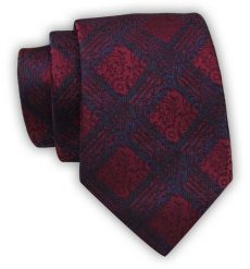 Krawat Alties (7 cm) - Ciemnoczerwony w Geometryczne Wzory. Czerwone krawaty i muchy Alties, bez wzorów, z tkaniny, eleganckie. Za 49.00 zł.