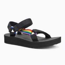 Sandały damskie Teva Midform Universal Pride. Czarne sandały damskie Teva, bez wzorów, bez obcasa, bez zapięcia. Za 179.99 zł.