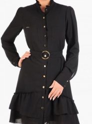 Sukienka Model Paloma Pasek Black - Jersa. Czarne sukienki damskie Jersa, l, bez wzorów, wizytowe, bez kołnierzyka, plus size, bez ramiączek. Za 390.03 zł.