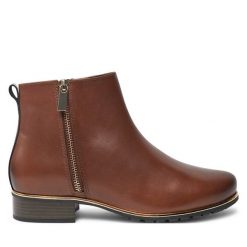 Botki Josef Seibel. Brązowe botki damskie Josef Seibel, bez wzorów, bez obcasa, na płaskiej podeszwie, bez zapięcia. Za 569.99 zł.