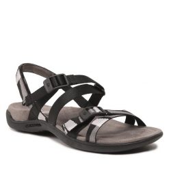 Sandały Merrell. Czarne sandały damskie Merrell, bez wzorów, bez obcasa, bez zapięcia. Za 269.99 zł.